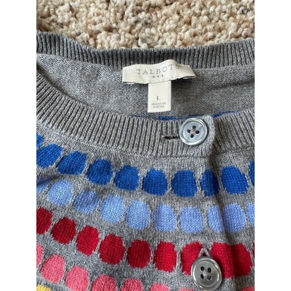 TALBOTS colorful Gray sweater, Size Large, 100% cotton - Picture 3 of 8